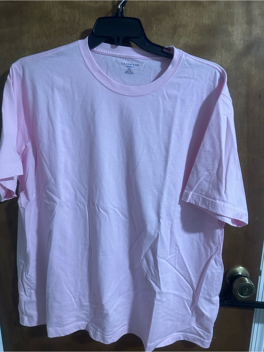 Lands' End Men's Short-Sleeve Crewneck Tee in Pale Pink
